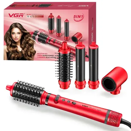 Cepillo Secador Buclera Automatica 5en1 Vgr V-475 1500w Rojo