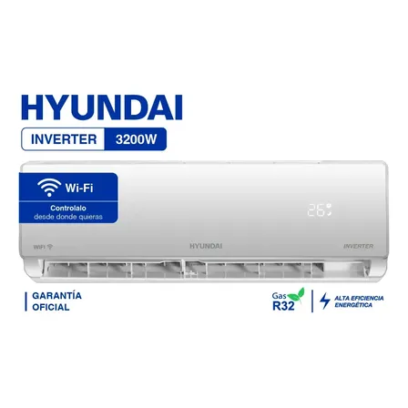 Aire Acondicionado Split Hyundai Inverter Wi-Fi Frío/Calor 2752 Frigorías / 3200W HY11INV-3200FCW (Control por App)