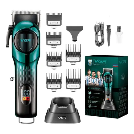 Maquina Cortar Pelo Clipper Inalambrica 200m Vgr V-166 Usb Color Verde
