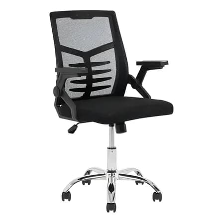 Silla De Escritorio Oficina Ergonomica Apoya Brazos Regulables Y Retractiles Tela Mesh Color Negro