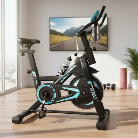 Bicicleta Fija Estatica Alpina 3 Profesional Spinning 8 Kg Negro/celeste