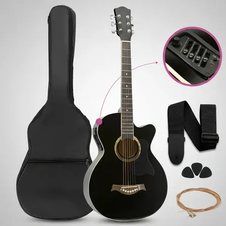Guitarra Electroacústica Femmto EAG003 Para Diestros Negro Arce Brillante