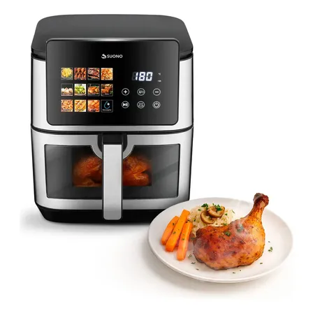 Freidora De Aire Digital Suono Airfryer Dual Heating Doble Resistencia Pantalla Digital XL 8.5l Negro