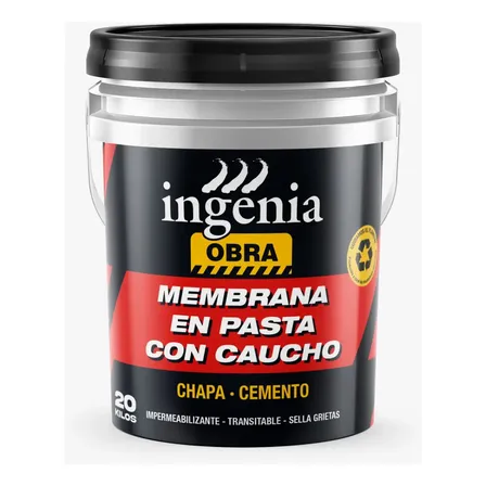 Membrana En Pasta Con Caucho Ingenia 20k Chapa Cemento Obra Blanco Mate