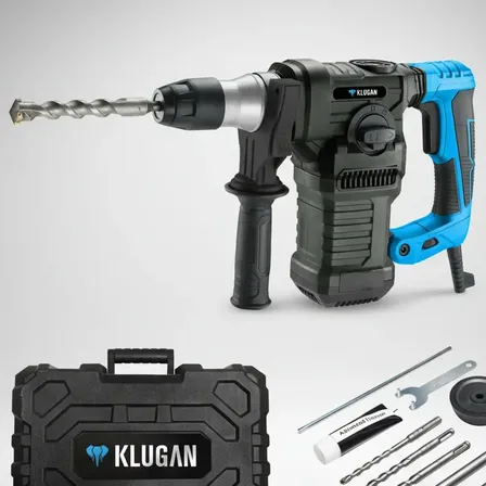 Rotomartillo Taladro Percutor 1500w Klugan Sds Plus + Acc Negro 50 Hz/60 Hz