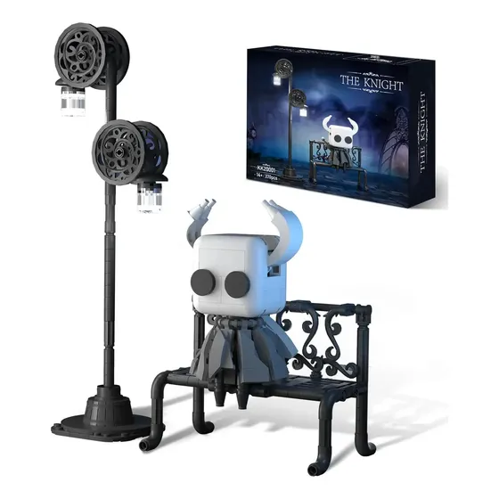 Figura Armable Tipo Bloques Hollow Knight Con Banca
