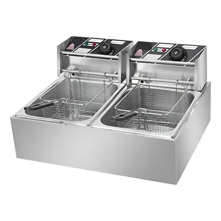 Freidora Industrial Doble Daewoo A Inox Comercial 20lt 5000w Color Plateado