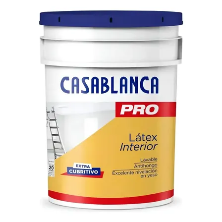 Pintura de látex Casablanca Pro Interior color blanco con acabado mate de 20L