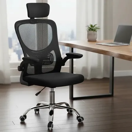 Silla Oficina Apoyacabeza Ejecutiva Ergonomica Respaldo Alto Negro